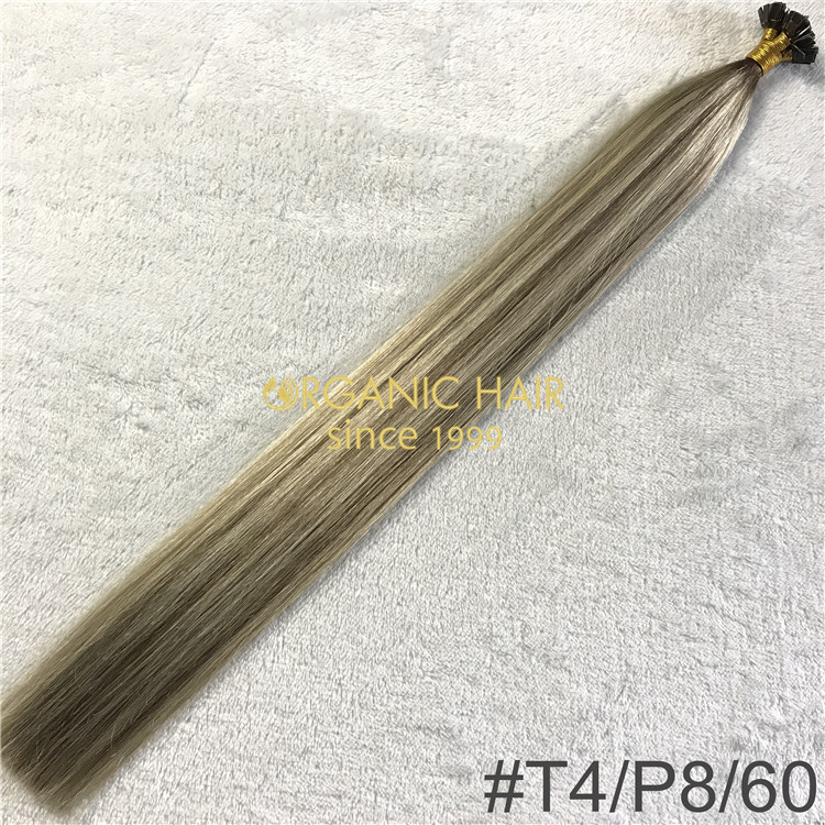 Popular color #T4/P8/60 keratin flat tip and customized color X210